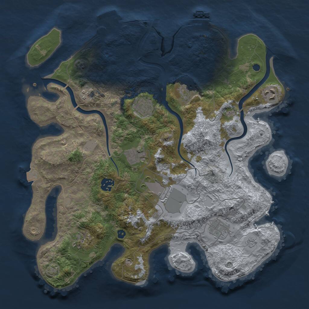 Rust Map: Procedural Map, Size: 3500, Seed: 1255219487, 15 Monuments