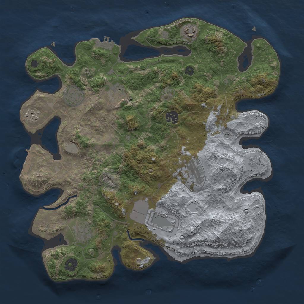 Rust Map: Procedural Map, Size: 3500, Seed: 590536237, 15 Monuments