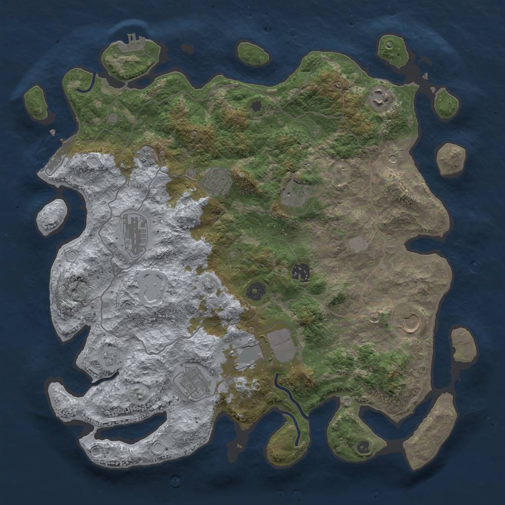 Rust Map: Procedural Map, Size: 4000, Seed: 61523674, 16 Monuments