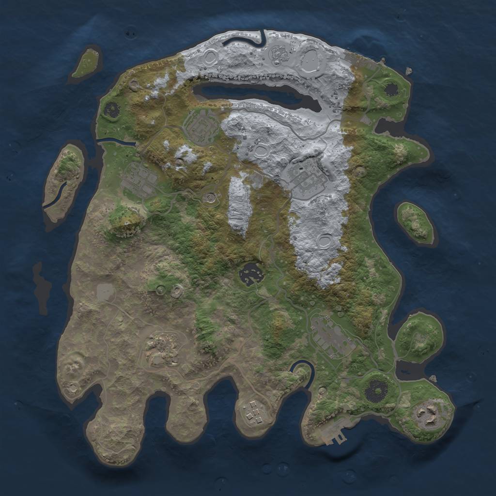 Rust Map: Procedural Map, Size: 3250, Seed: 1335993178, 15 Monuments