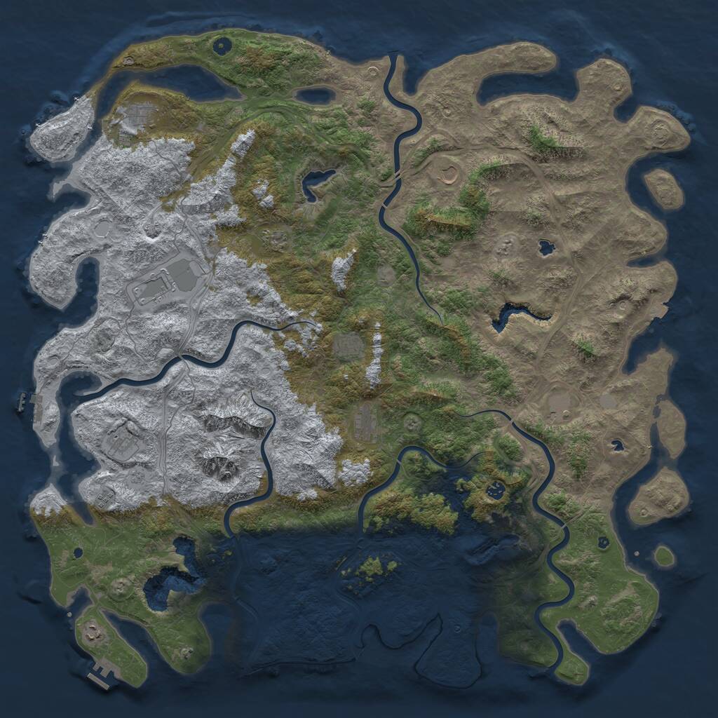 Rust Map: Procedural Map, Size: 6000, Seed: 2180, 17 Monuments