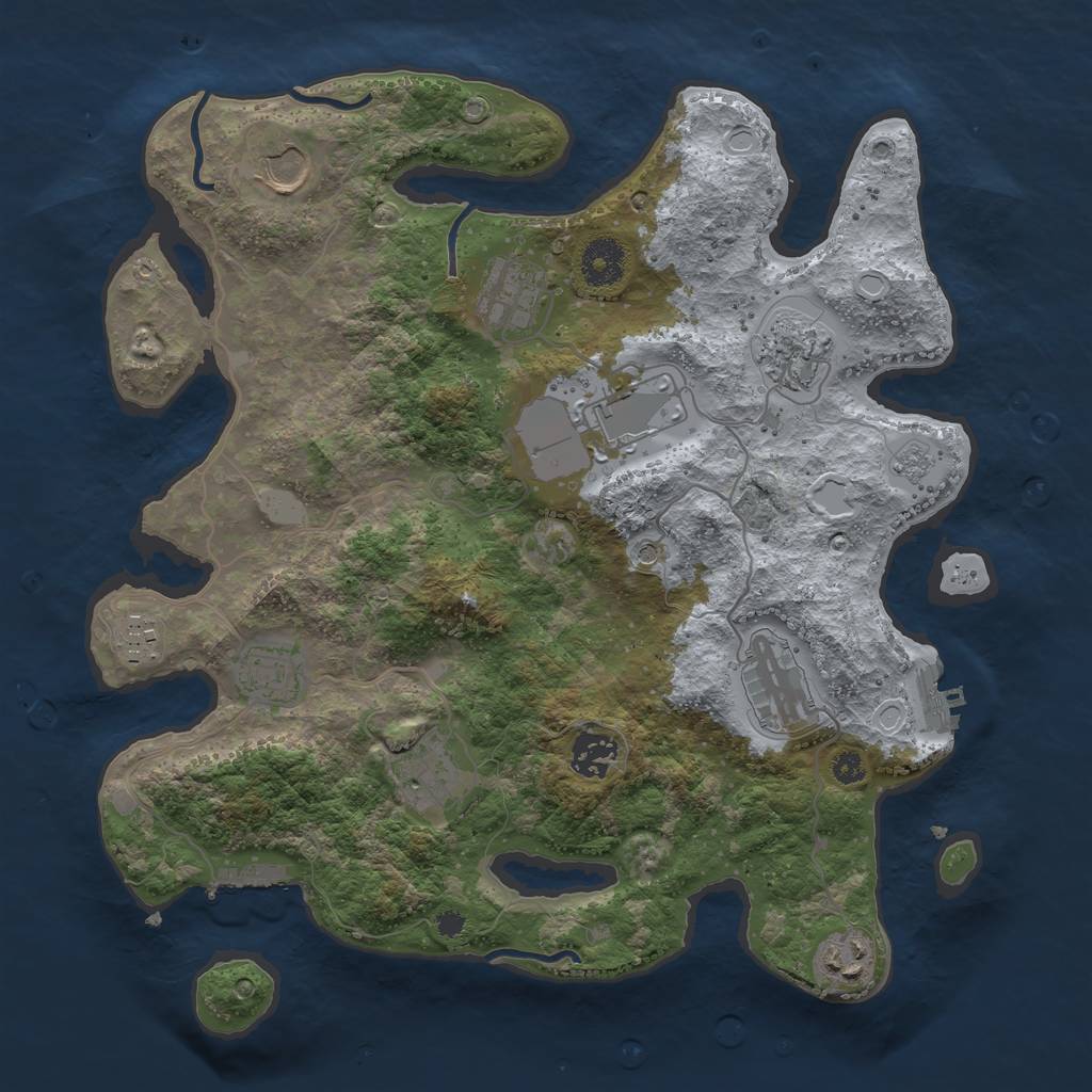 Rust Map: Procedural Map, Size: 3500, Seed: 80537568, 17 Monuments