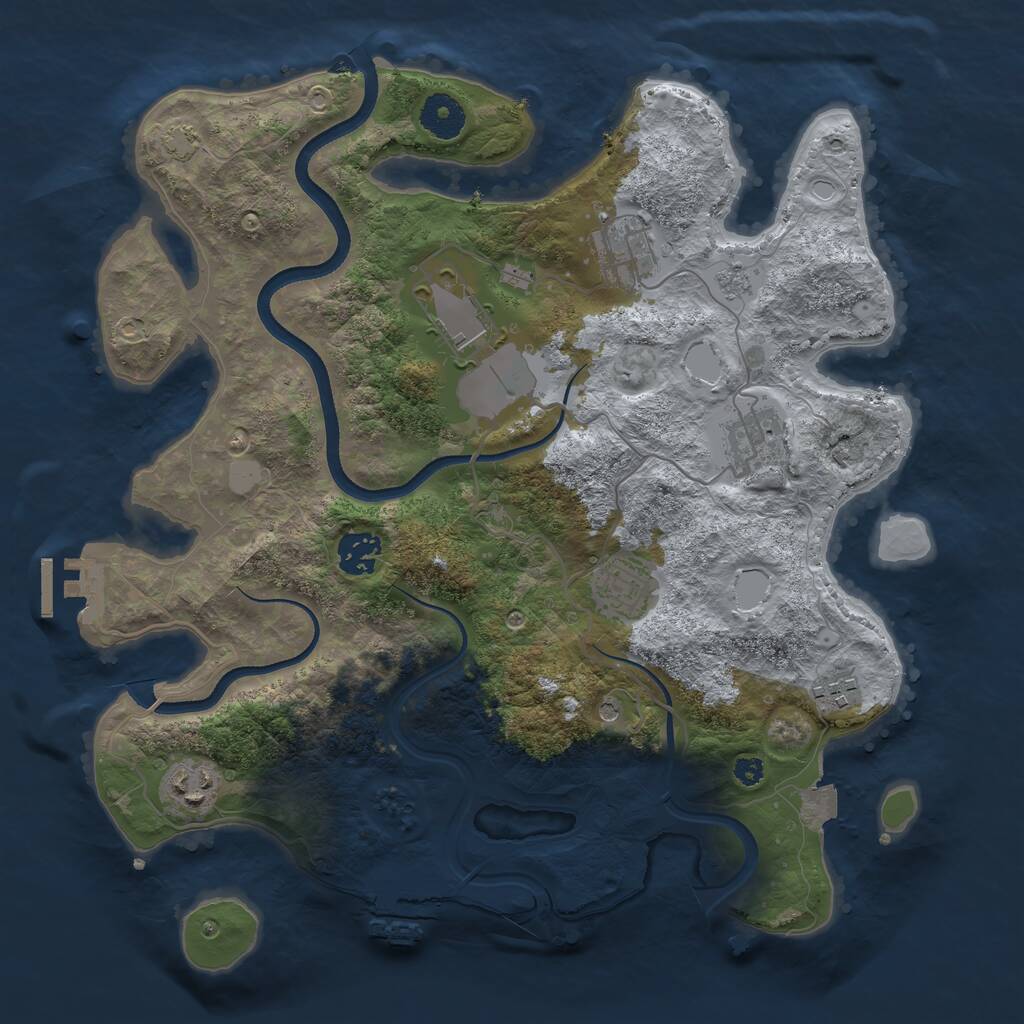 Rust Map: Procedural Map, Size: 3500, Seed: 80537568, 13 Monuments