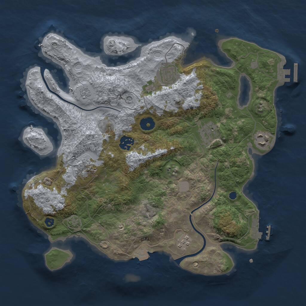 Rust Map: Procedural Map, Size: 3250, Seed: 1284394726, 12 Monuments