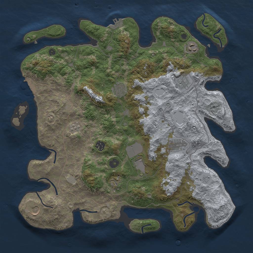 Rust Map: Procedural Map, Size: 4000, Seed: 34634, 16 Monuments
