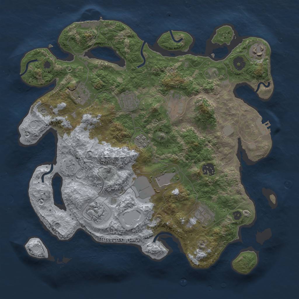 Rust Map: Procedural Map, Size: 3500, Seed: 34134572, 16 Monuments