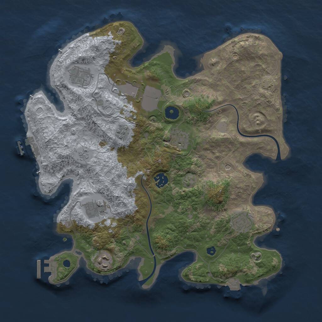 Rust Map: Procedural Map, Size: 3500, Seed: 27883524, 14 Monuments