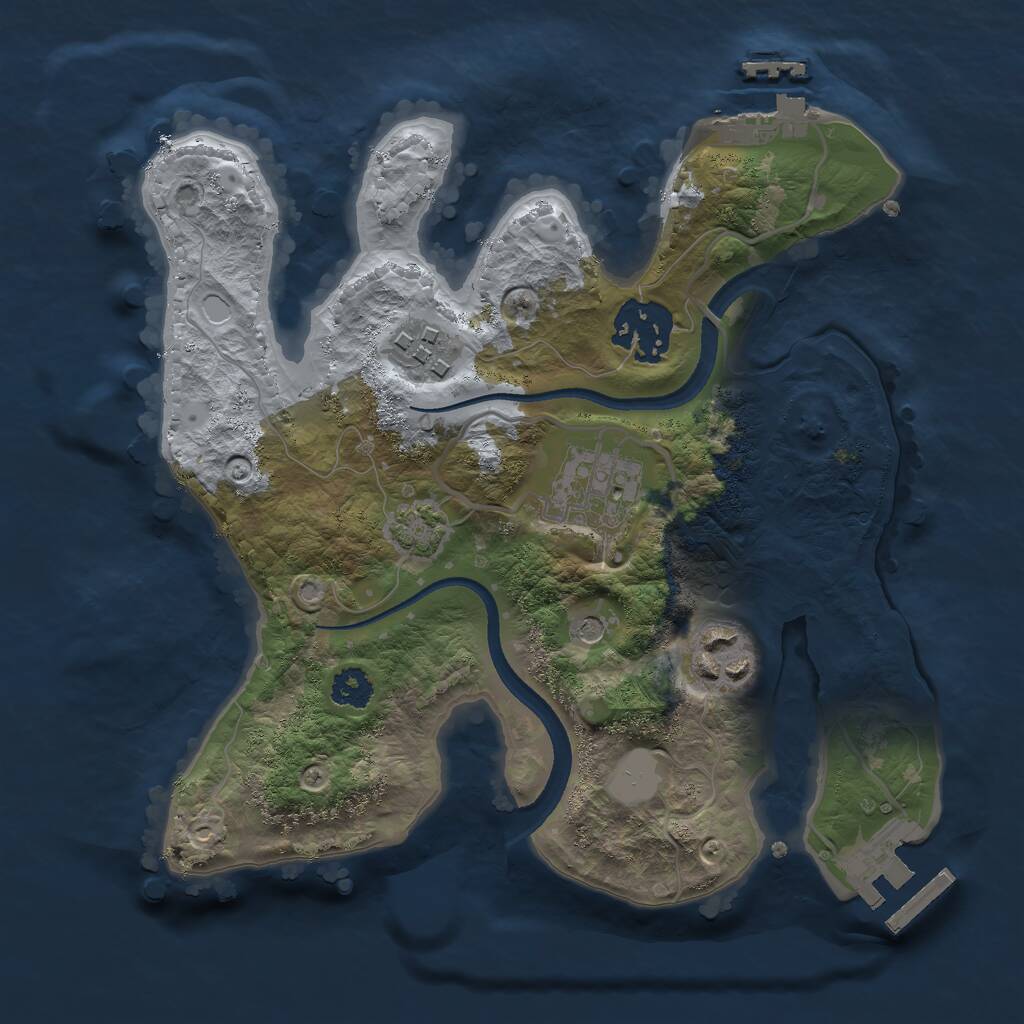 Rust Map: Procedural Map, Size: 2500, Seed: 541289, 9 Monuments