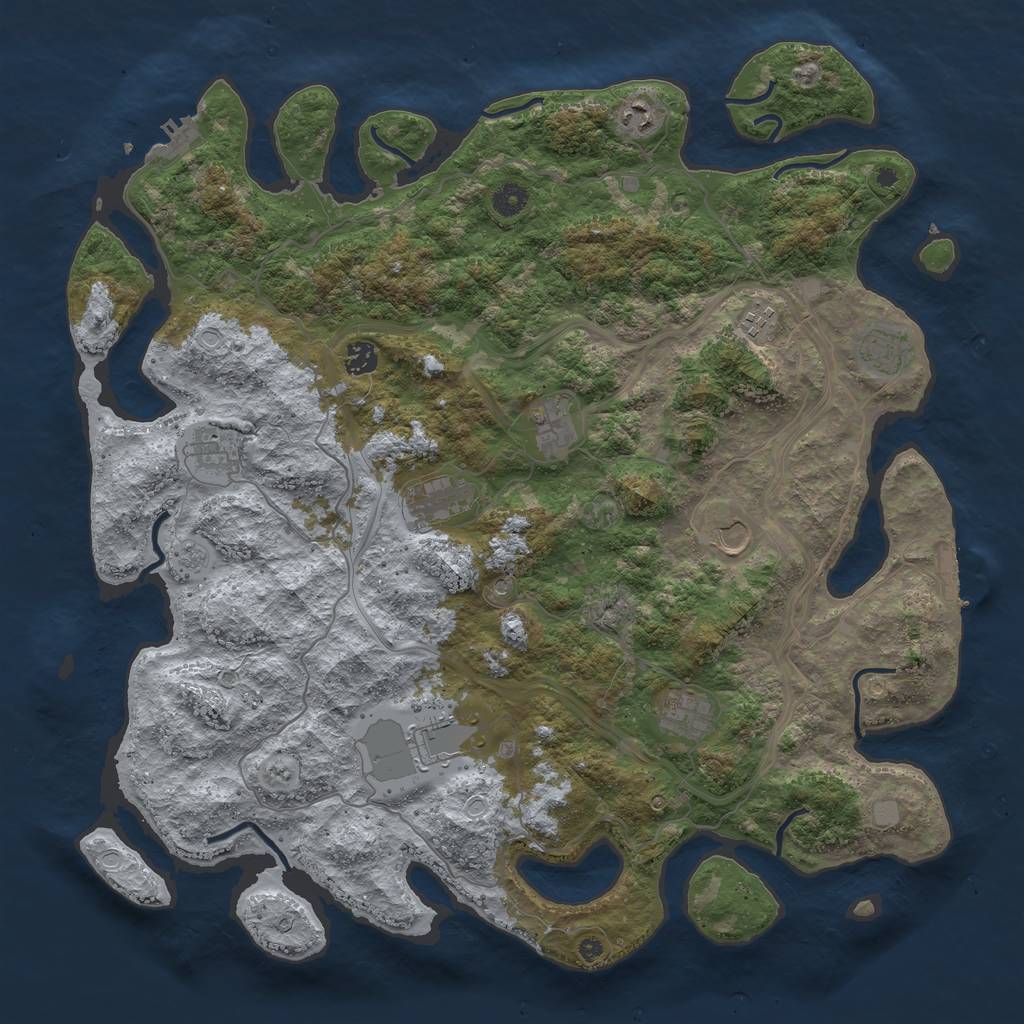 Rust Map: Procedural Map, Size: 4500, Seed: 2137919094, 17 Monuments
