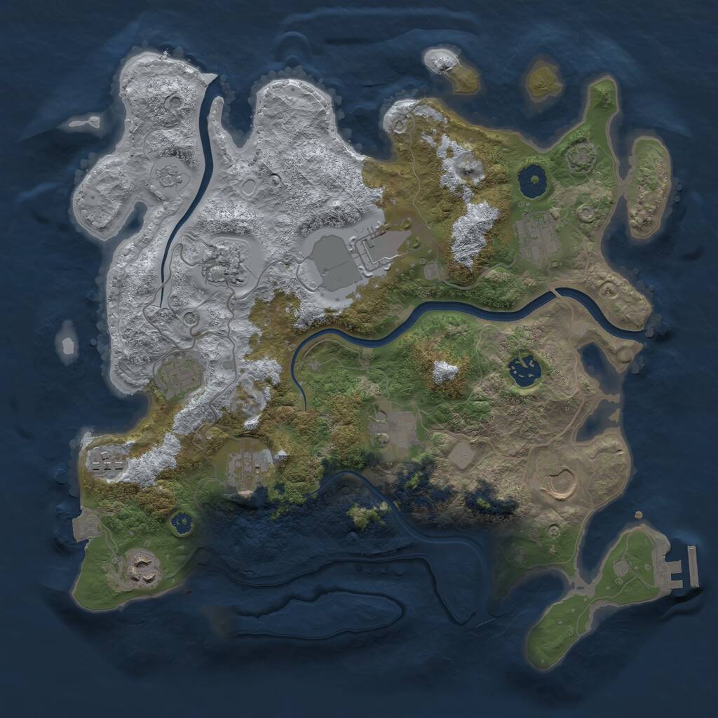 Rust Map: Procedural Map, Size: 3500, Seed: 1721310707, 15 Monuments
