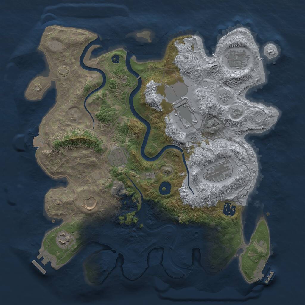 Rust Map: Procedural Map, Size: 3500, Seed: 37518751, 14 Monuments