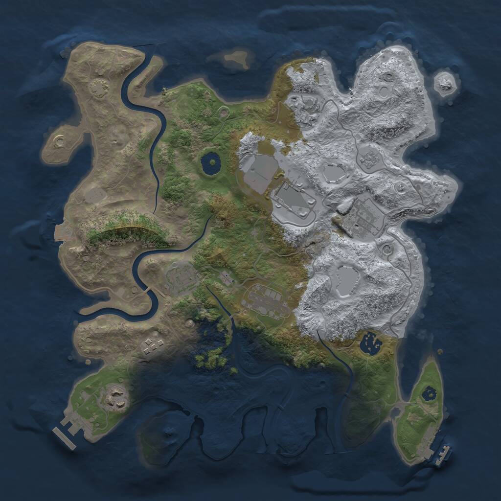 Rust Map: Procedural Map, Size: 3500, Seed: 37518751, 14 Monuments
