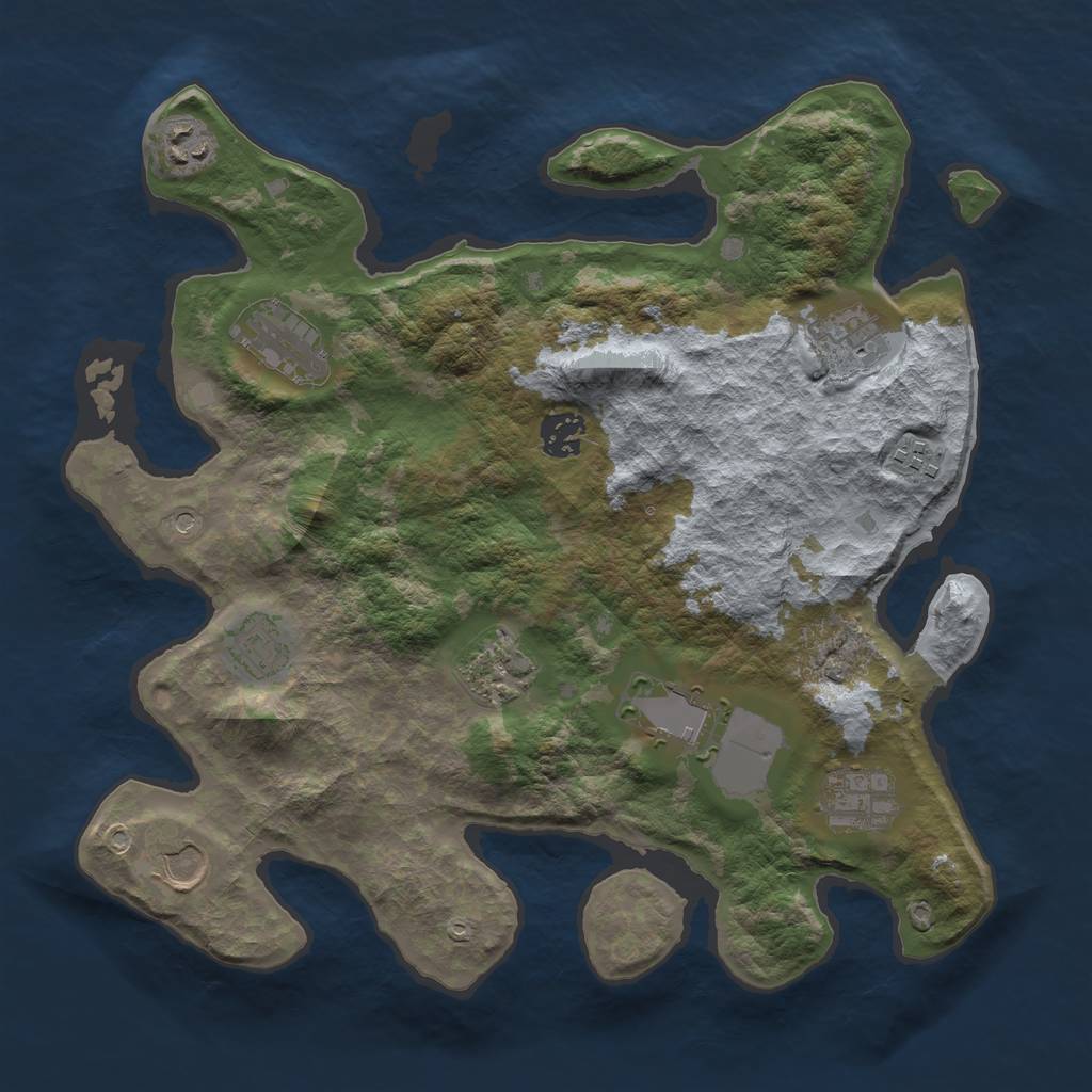 Rust Map: Barren, Size: 3500, Seed: 1791757209, 13 Monuments