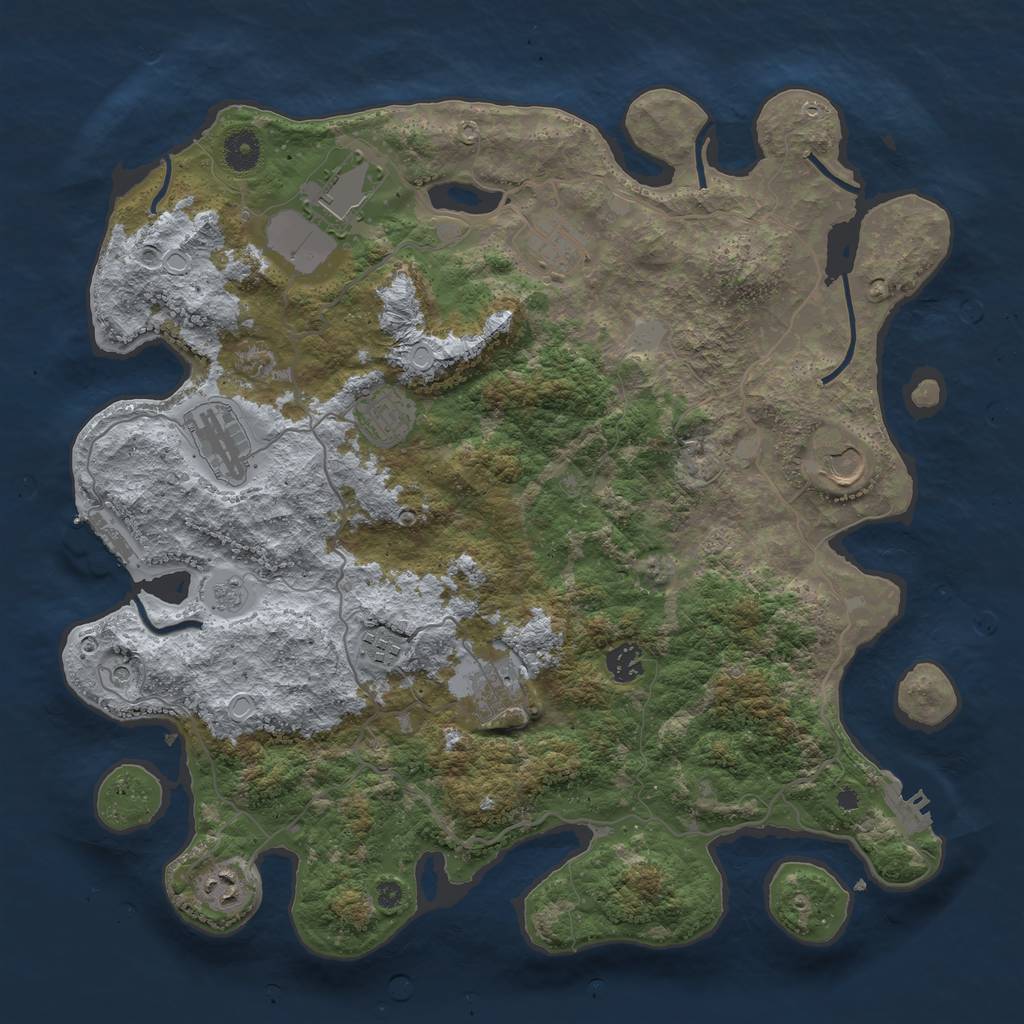 Rust Map: Procedural Map, Size: 4000, Seed: 18122937, 16 Monuments