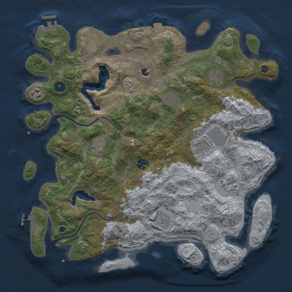 Rust Map: Procedural Map, Size: 4000, Seed: 2050368462, 15 Monuments