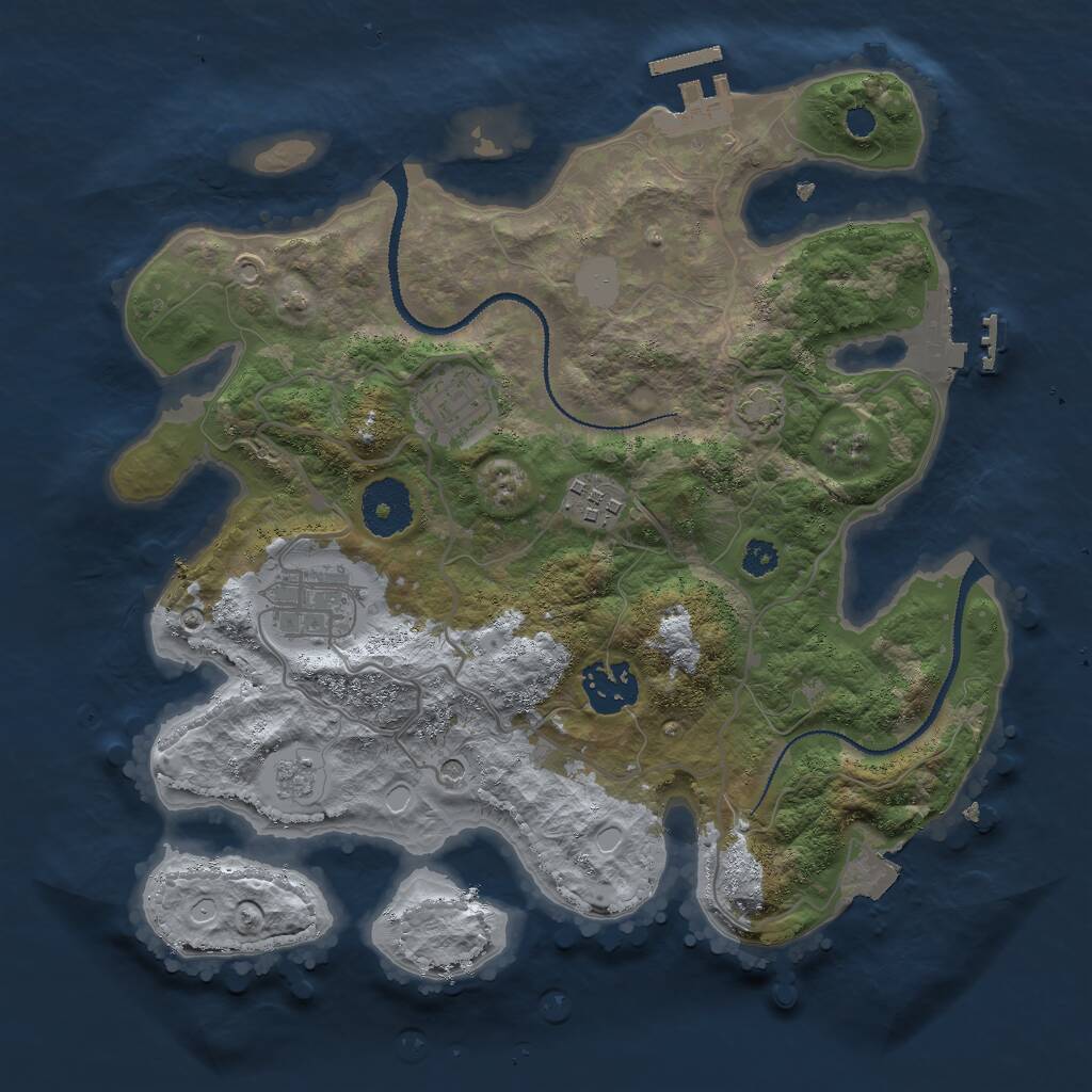 Rust Map: Procedural Map, Size: 3000, Seed: 739208401, 10 Monuments