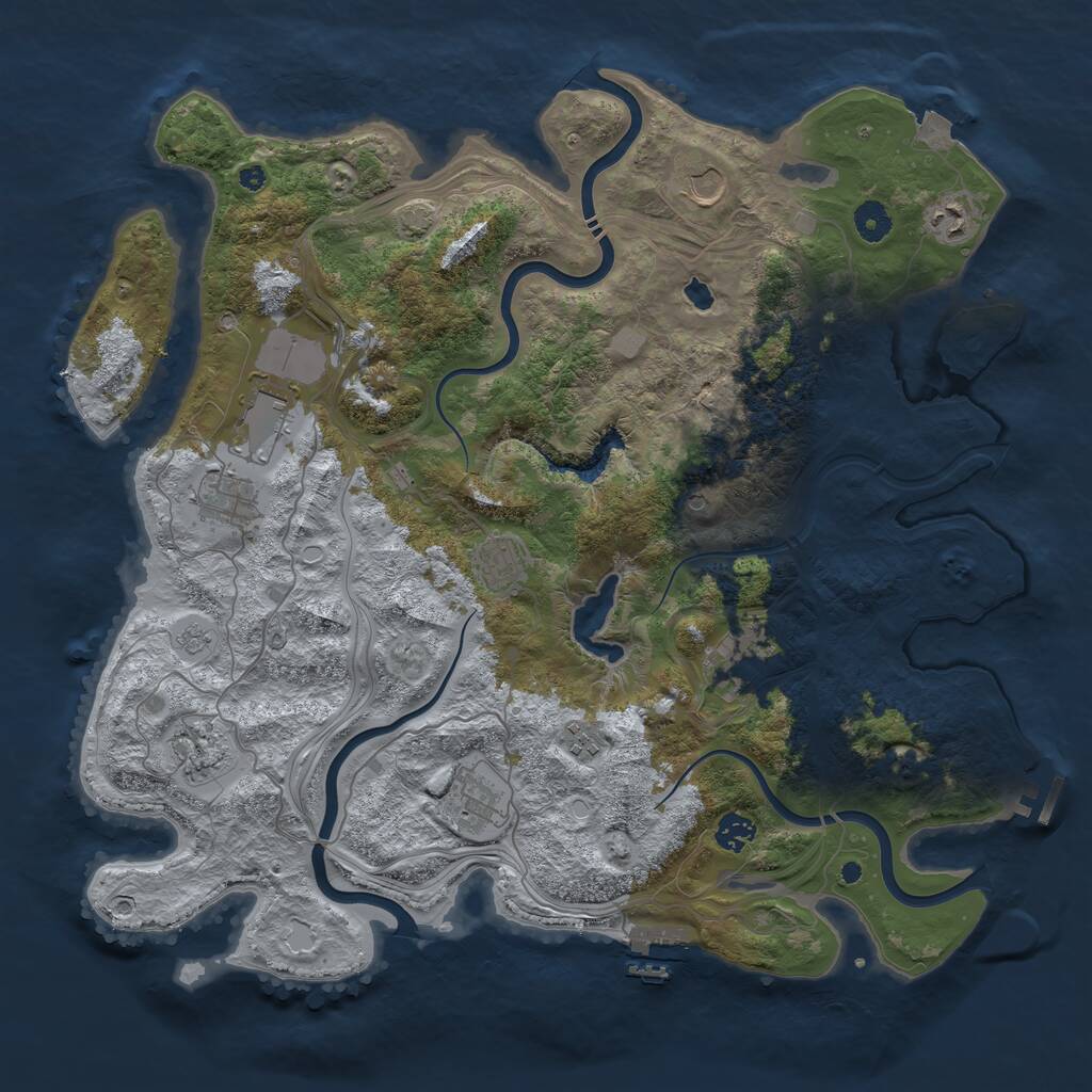 Rust Map: Procedural Map, Size: 4250, Seed: 1017021730, 16 Monuments