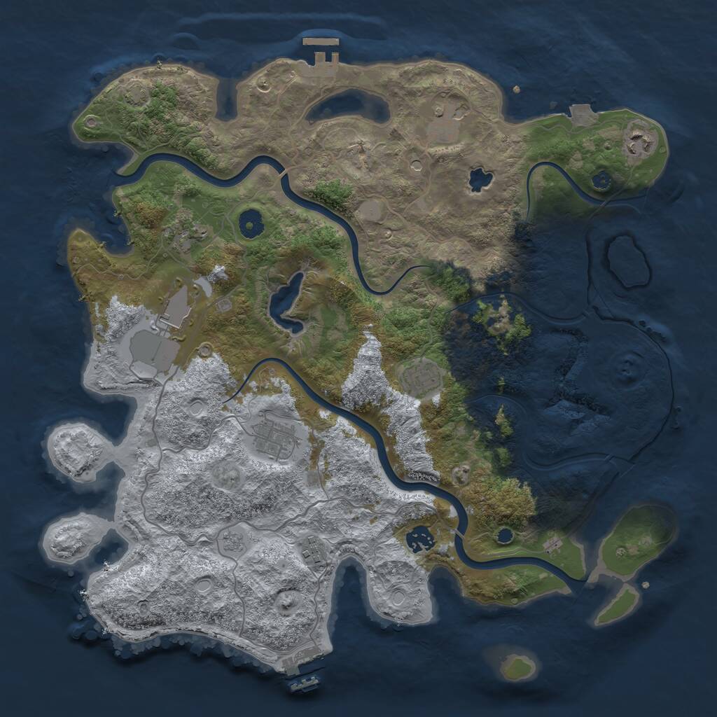Rust Map: Procedural Map, Size: 4000, Seed: 73243243, 14 Monuments