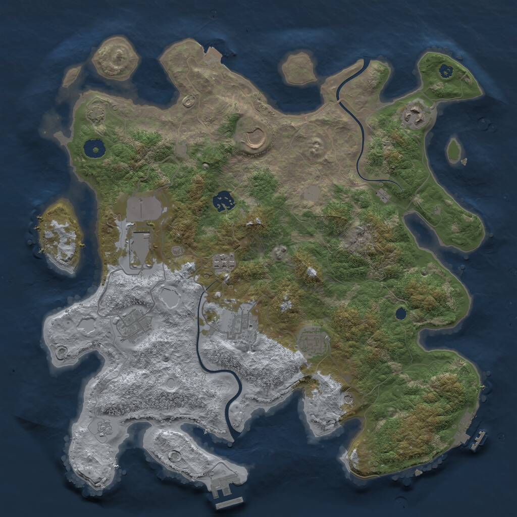 Rust Map: Procedural Map, Size: 3750, Seed: 232753, 14 Monuments