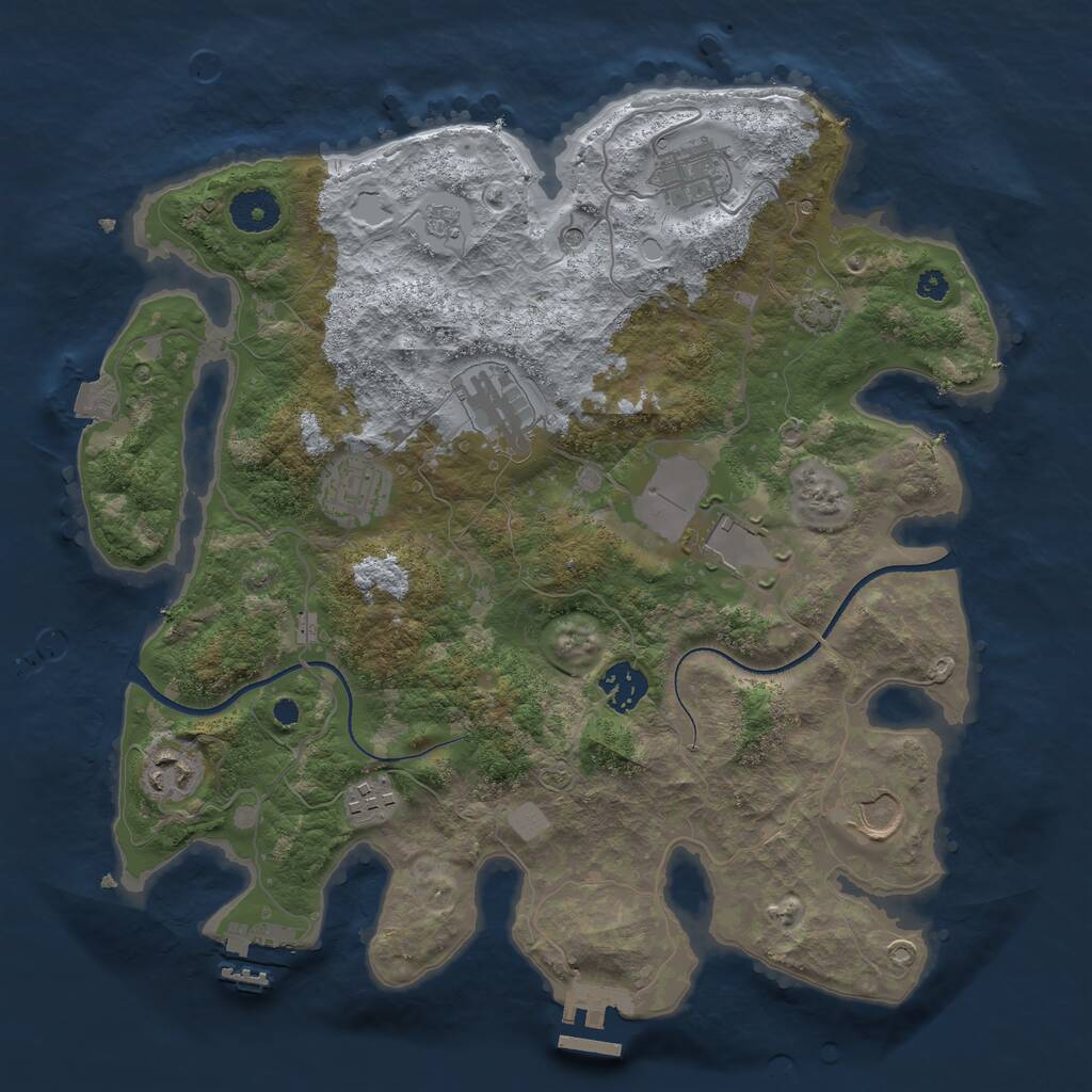 Rust Map: Procedural Map, Size: 3500, Seed: 20622144, 14 Monuments