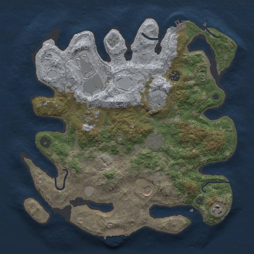 Rust Map: Procedural Map, Size: 3500, Seed: 11094927, 15 Monuments