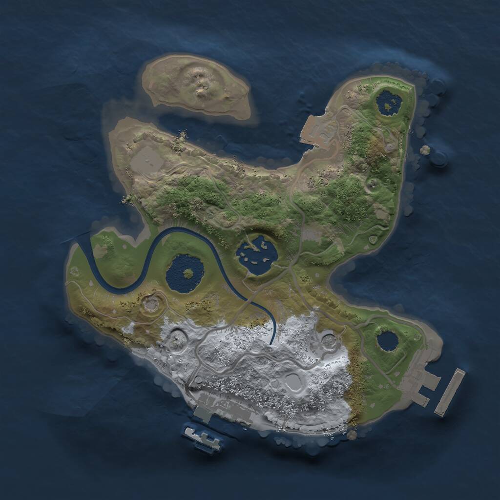 Rust Map: Procedural Map, Size: 2000, Seed: 992213, 5 Monuments