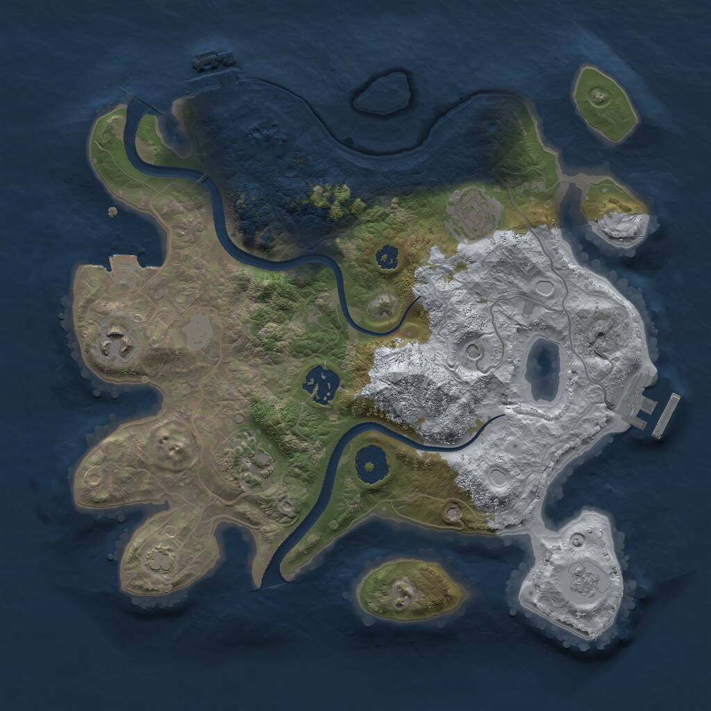 Rust Map: Procedural Map, Size: 3000, Seed: 47366, 10 Monuments