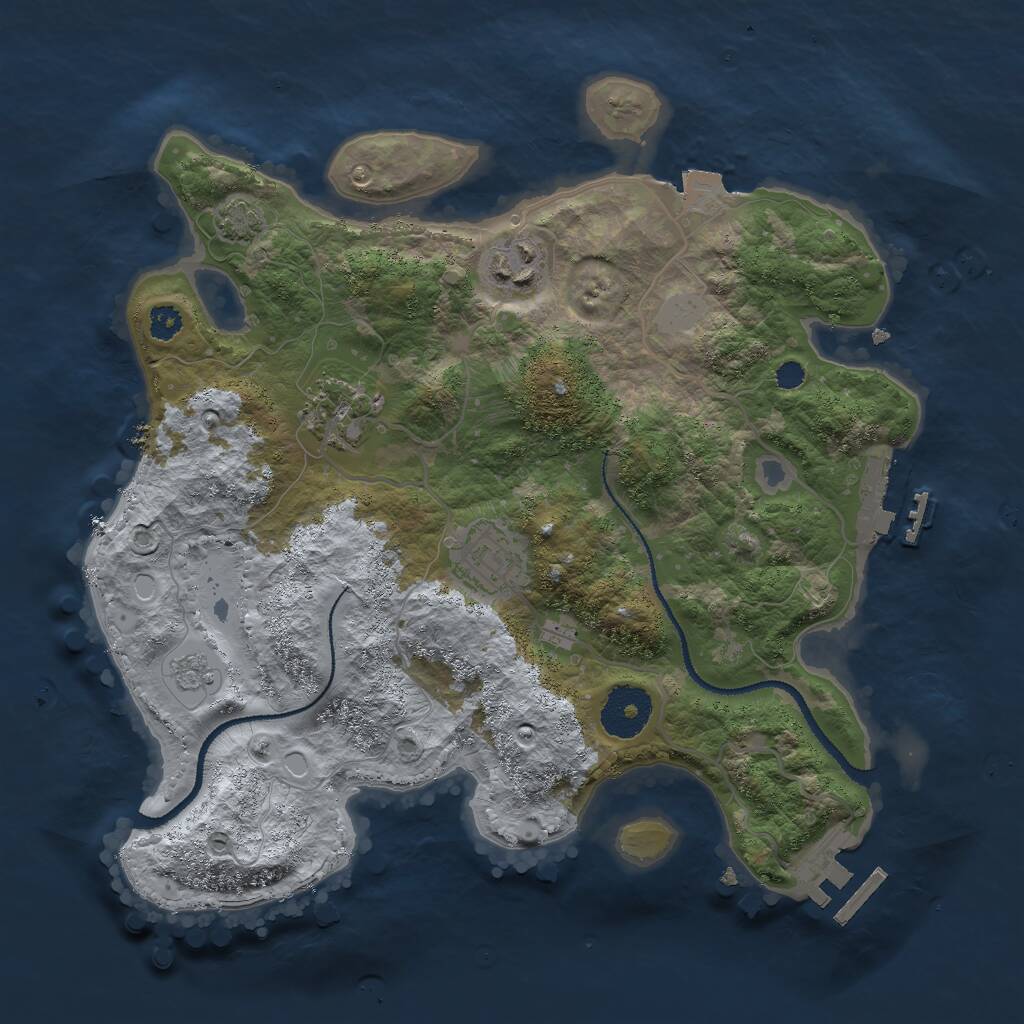Rust Map: Procedural Map, Size: 3000, Seed: 37448910, 8 Monuments