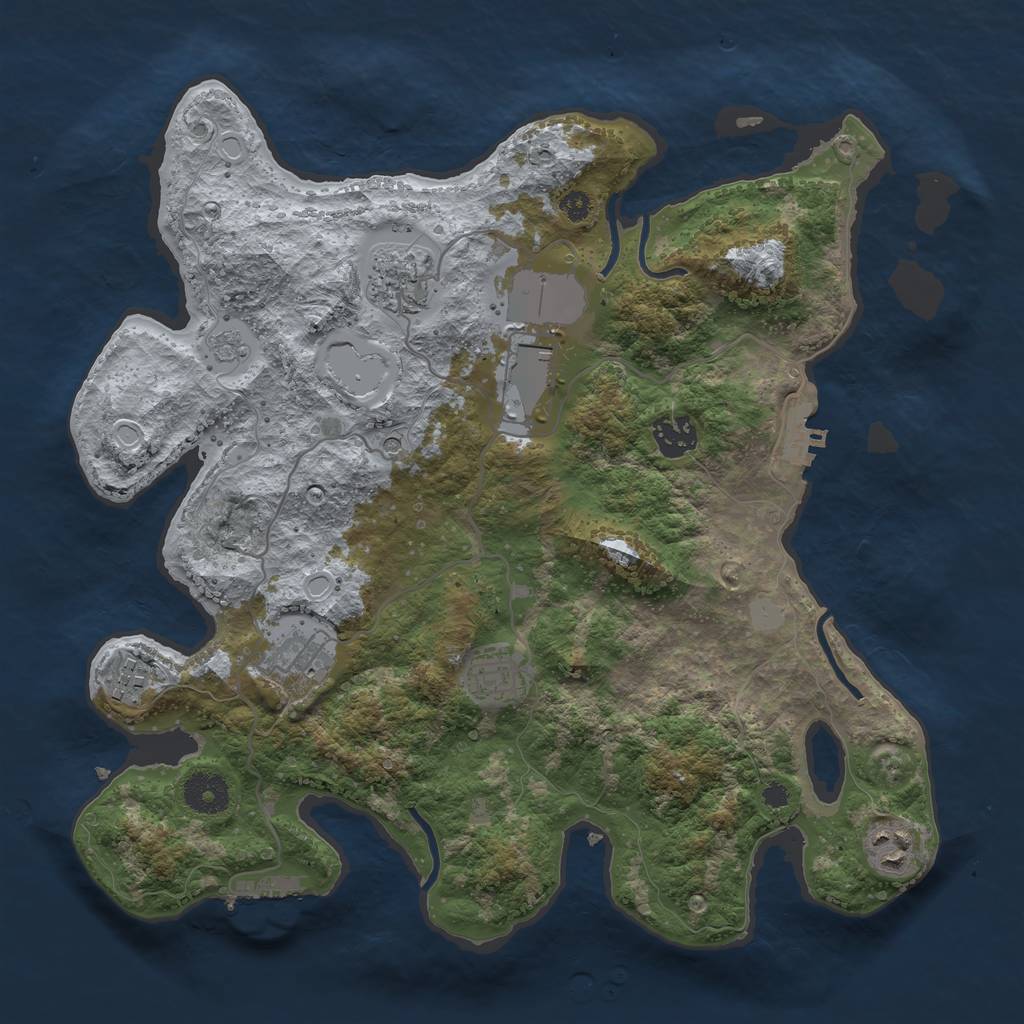 Rust Map: Procedural Map, Size: 3500, Seed: 78297037, 14 Monuments