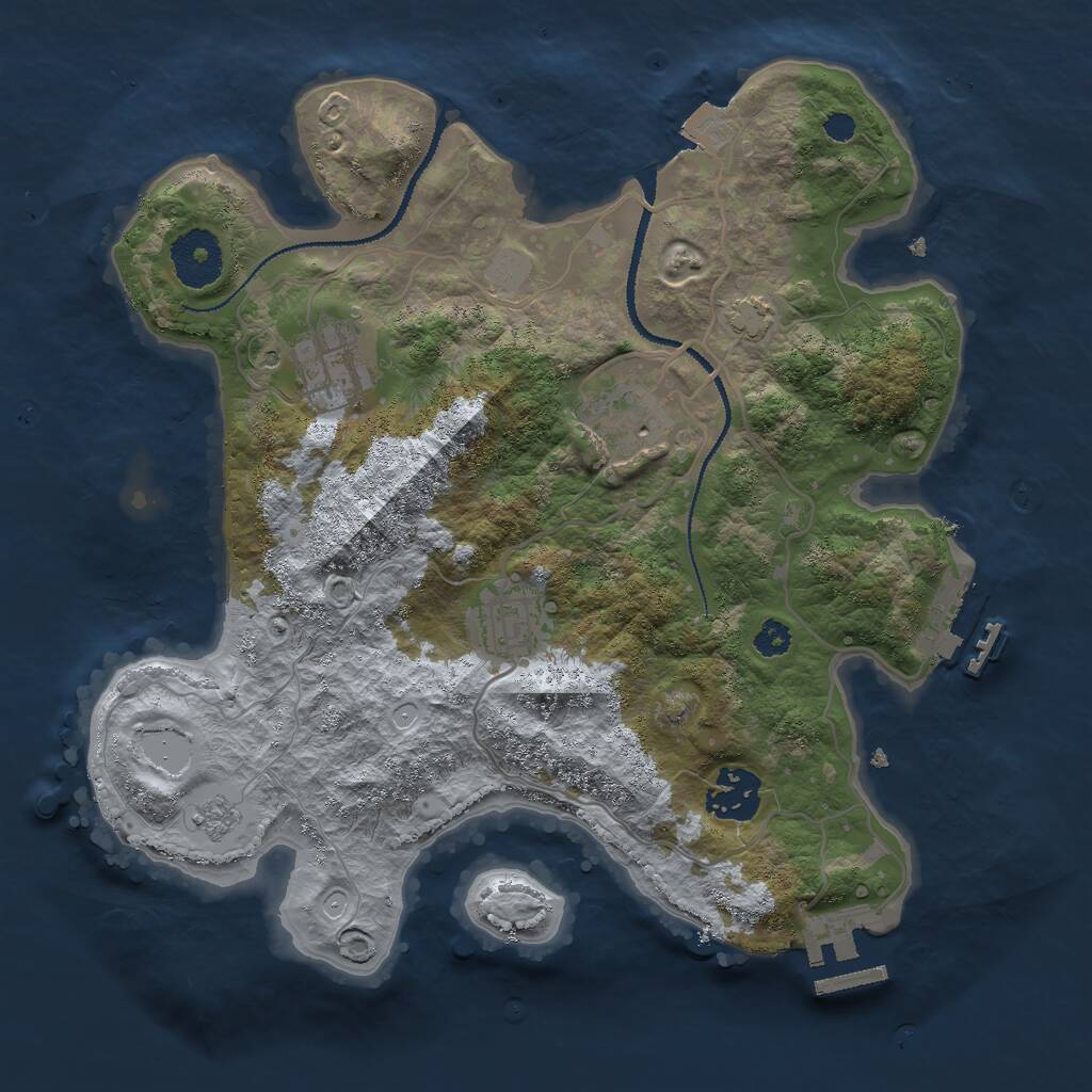Rust Map: Procedural Map, Size: 3000, Seed: 135656, 9 Monuments