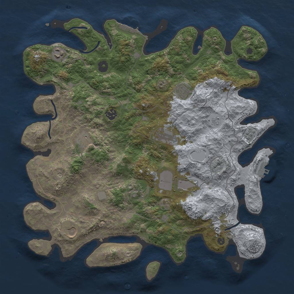 Rust Map: Procedural Map, Size: 4000, Seed: 1970053815, 16 Monuments