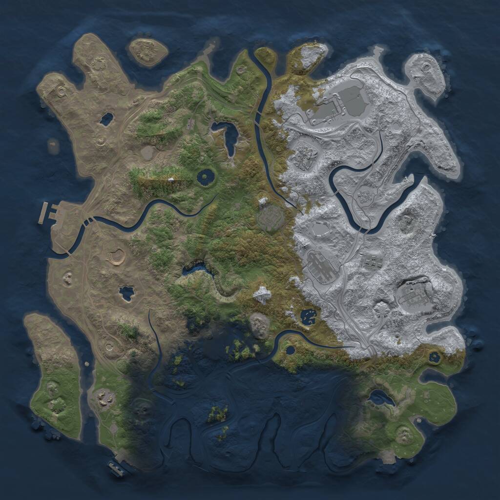 Rust Map: Procedural Map, Size: 4500, Seed: 25278131, 16 Monuments
