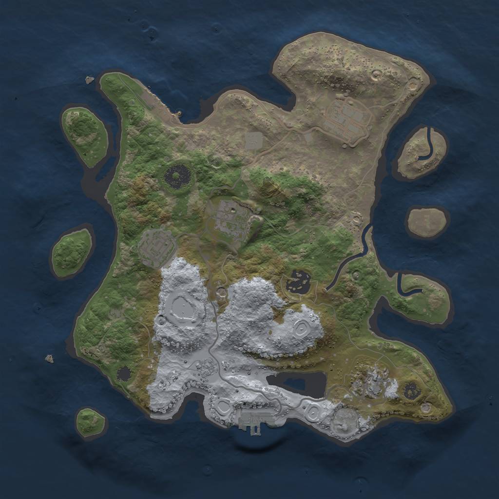 Rust Map: Procedural Map, Size: 3000, Seed: 937951161, 12 Monuments