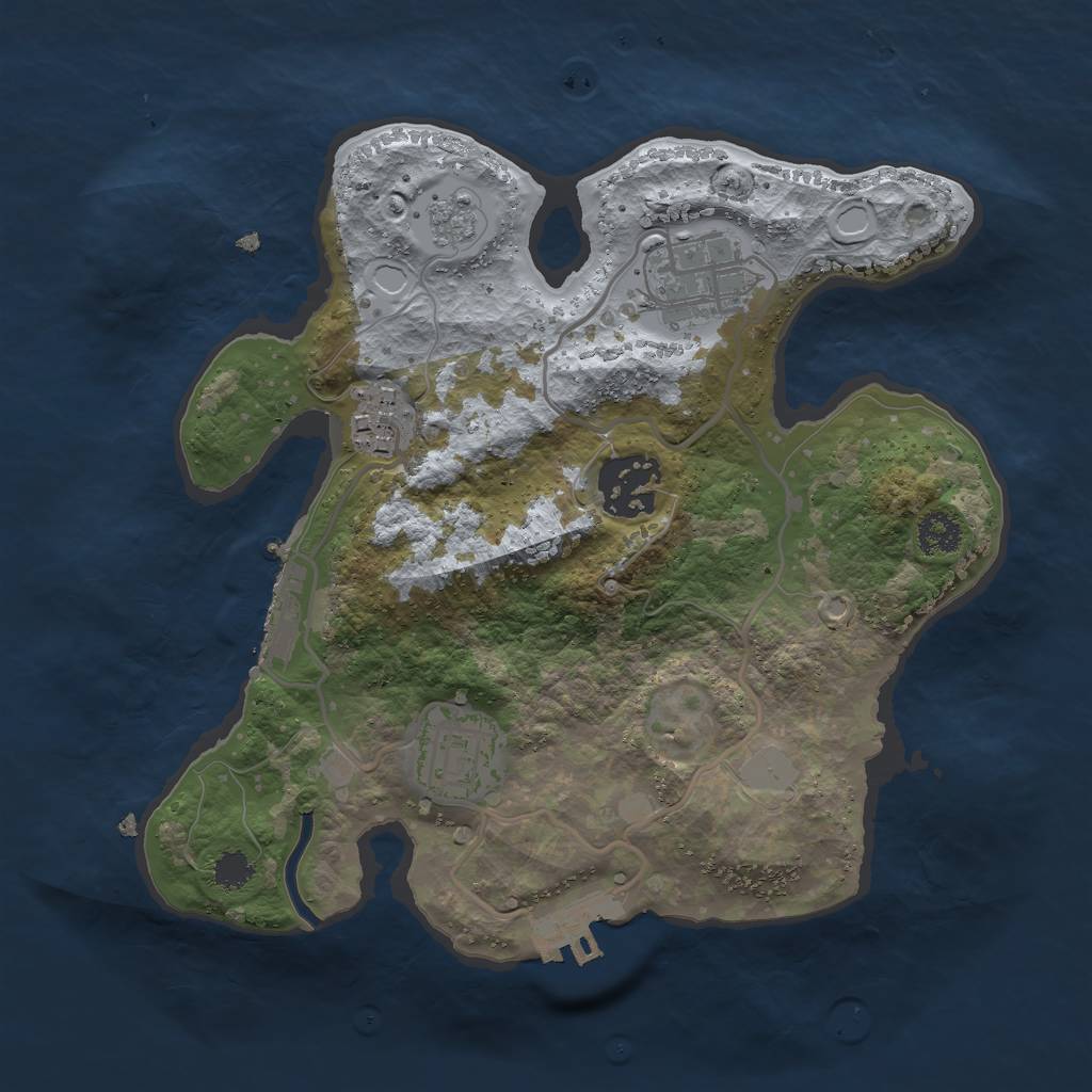Rust Map: Procedural Map, Size: 2500, Seed: 397216, 10 Monuments