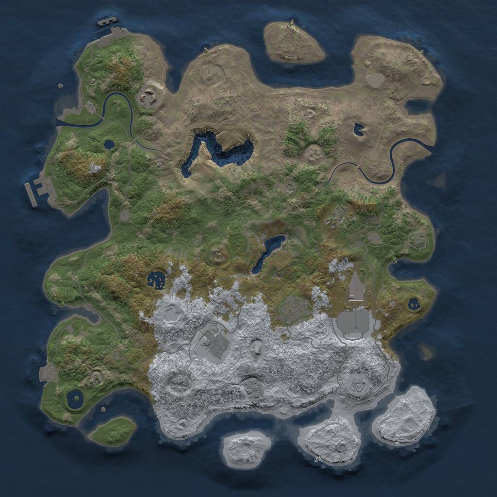 Rust Map: Procedural Map, Size: 4000, Seed: 79096863, 13 Monuments