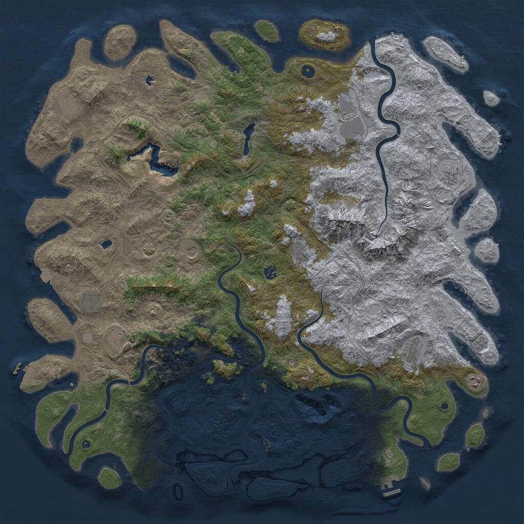 Rust Map: Procedural Map, Size: 6000, Seed: 9999999, 17 Monuments