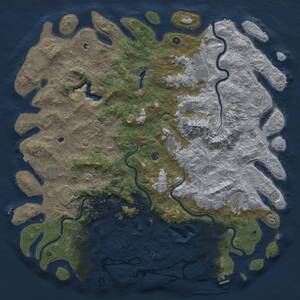 Thumbnail Rust Map: Procedural Map, Size: 6000, Seed: 9999999, 17 Monuments