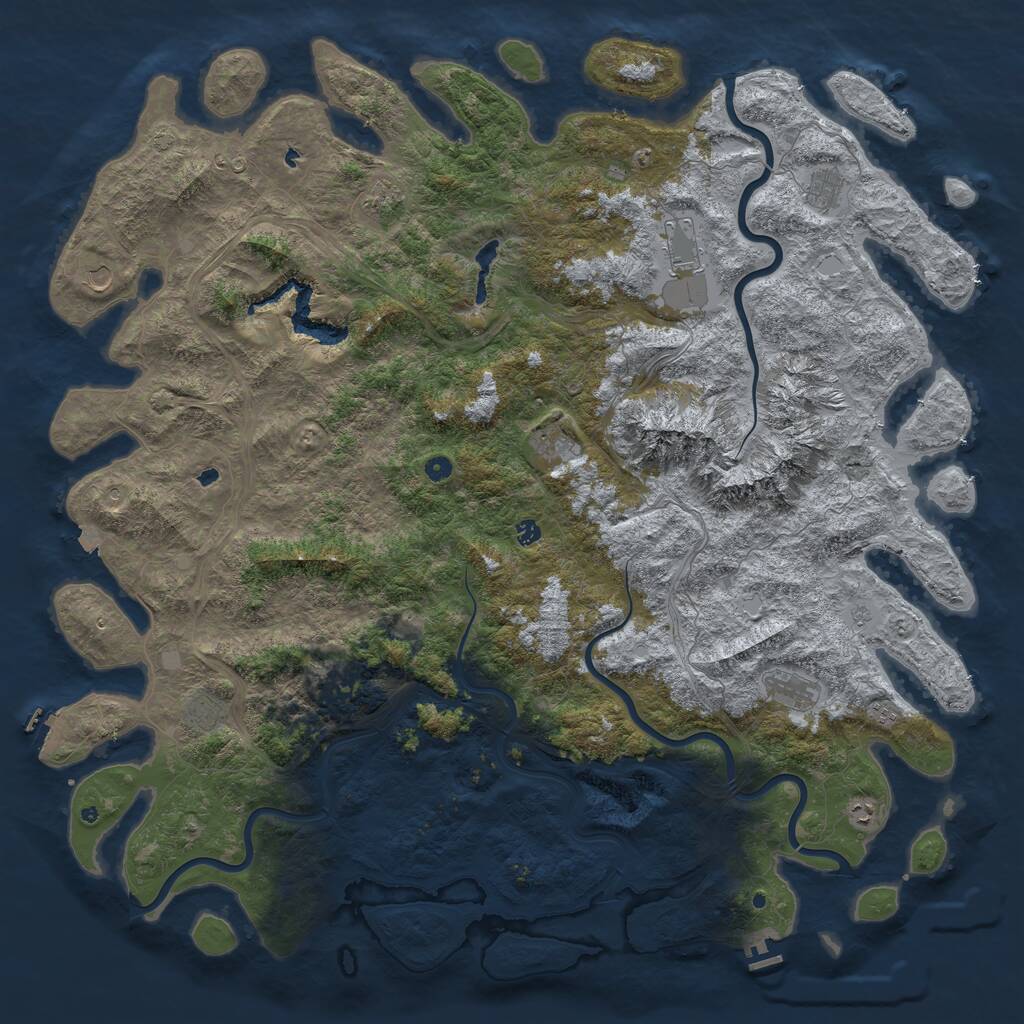 Rust Map: Procedural Map, Size: 6000, Seed: 9999999, 17 Monuments