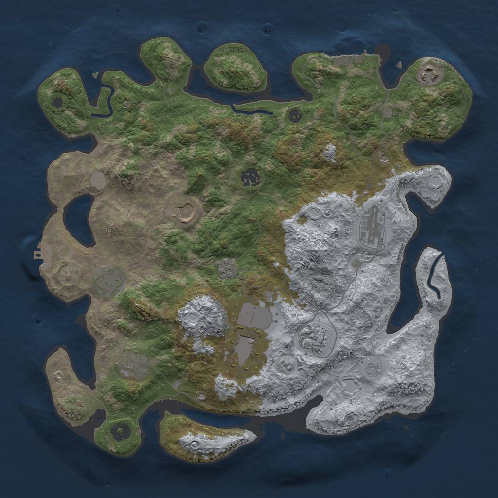 Rust Map: Procedural Map, Size: 3900, Seed: 989825, 16 Monuments