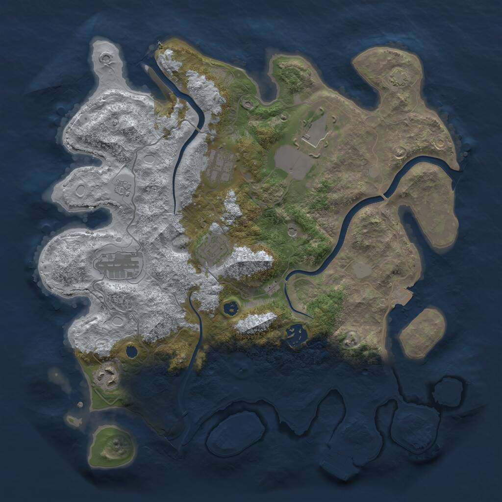 Rust Map: Procedural Map, Size: 3500, Seed: 260316998, 11 Monuments