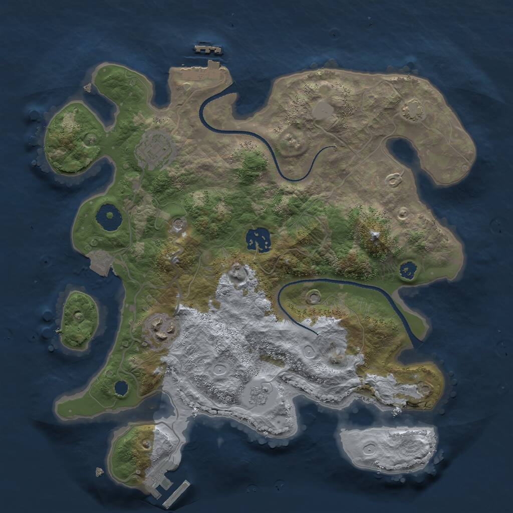 Rust Map: Procedural Map, Size: 3000, Seed: 536789685, 9 Monuments