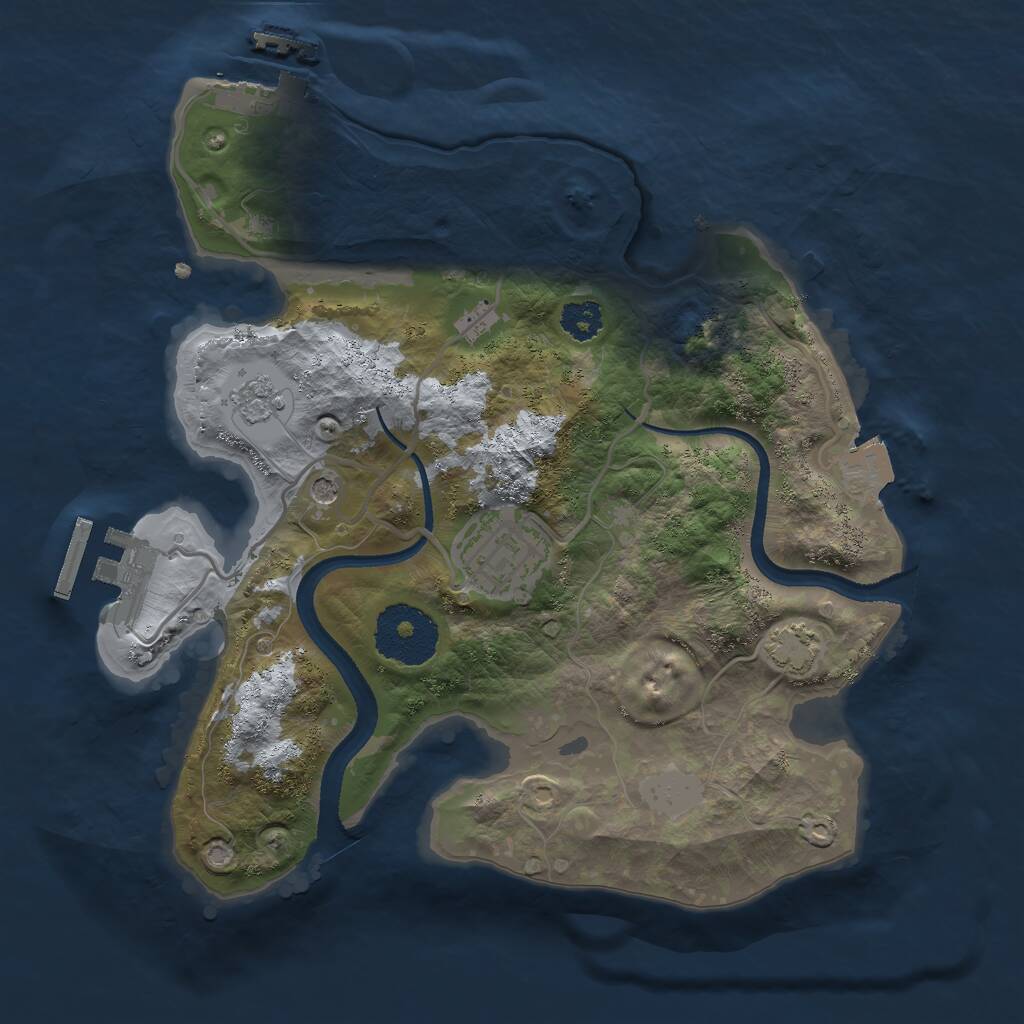 Rust Map: Procedural Map, Size: 2500, Seed: 56798012, 7 Monuments