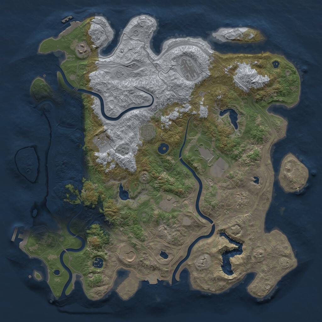 Rust Map: Procedural Map, Size: 4500, Seed: 2127264000, 16 Monuments