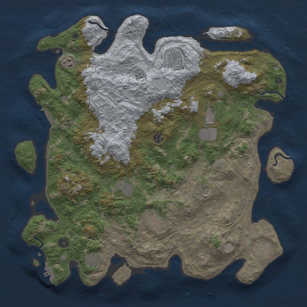Rust Map: Procedural Map, Size: 4500, Seed: 2127264000, 17 Monuments