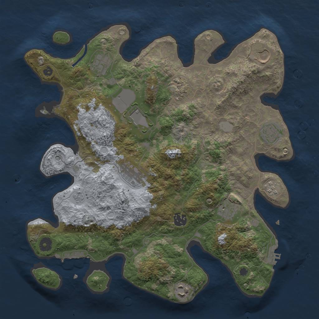 Rust Map: Procedural Map, Size: 3550, Seed: 208310, 17 Monuments