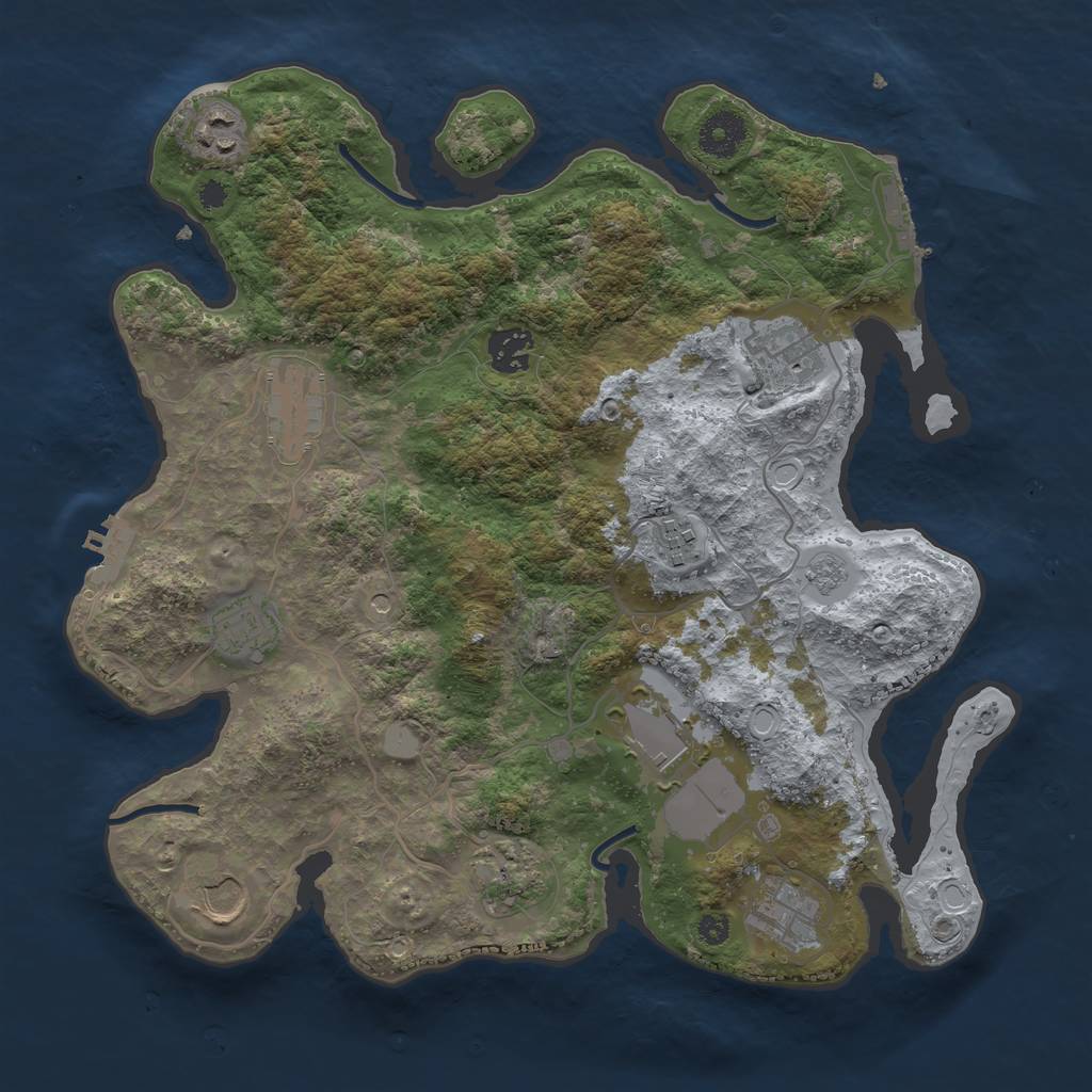 Rust Map: Procedural Map, Size: 3500, Seed: 984585711, 17 Monuments