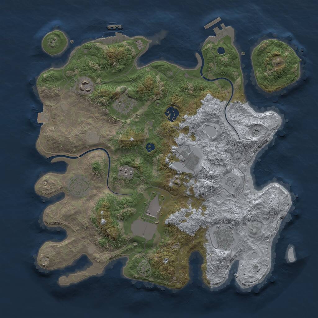 Rust Map: Procedural Map, Size: 3500, Seed: 1835882269, 14 Monuments