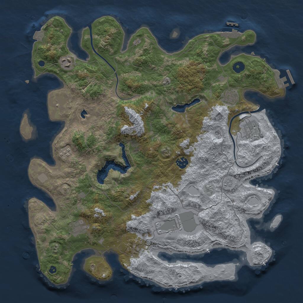 Rust Map: Procedural Map, Size: 4000, Seed: 803648, 14 Monuments