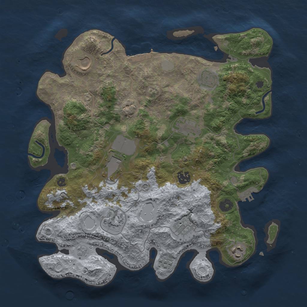 Rust Map: Procedural Map, Size: 3500, Seed: 1859568887, 16 Monuments