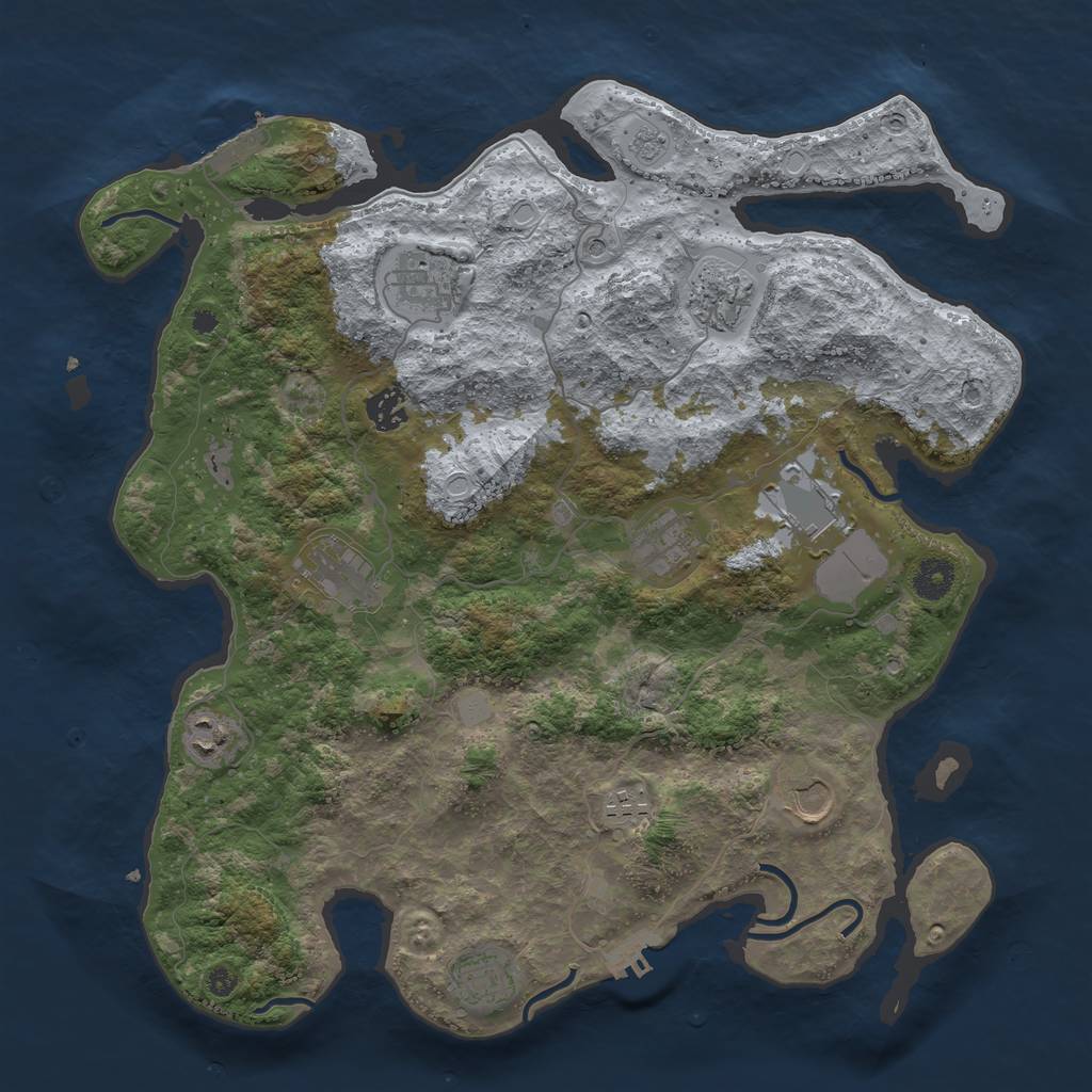 Rust Map: Procedural Map, Size: 3900, Seed: 68530055, 17 Monuments